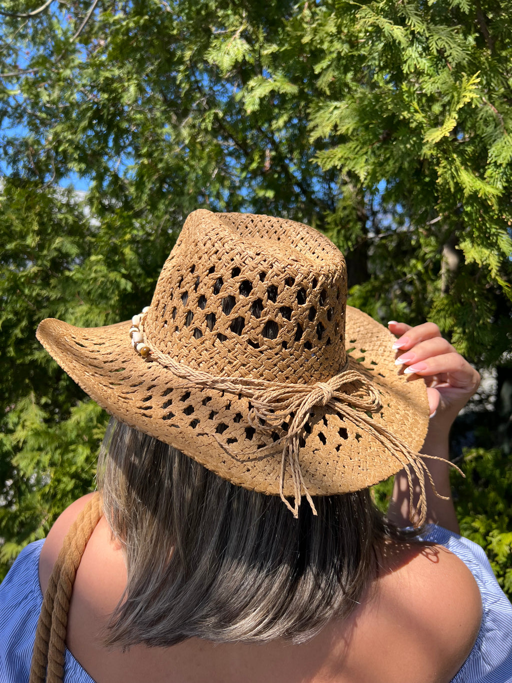 Tan Cowgirl Hat with Seashells