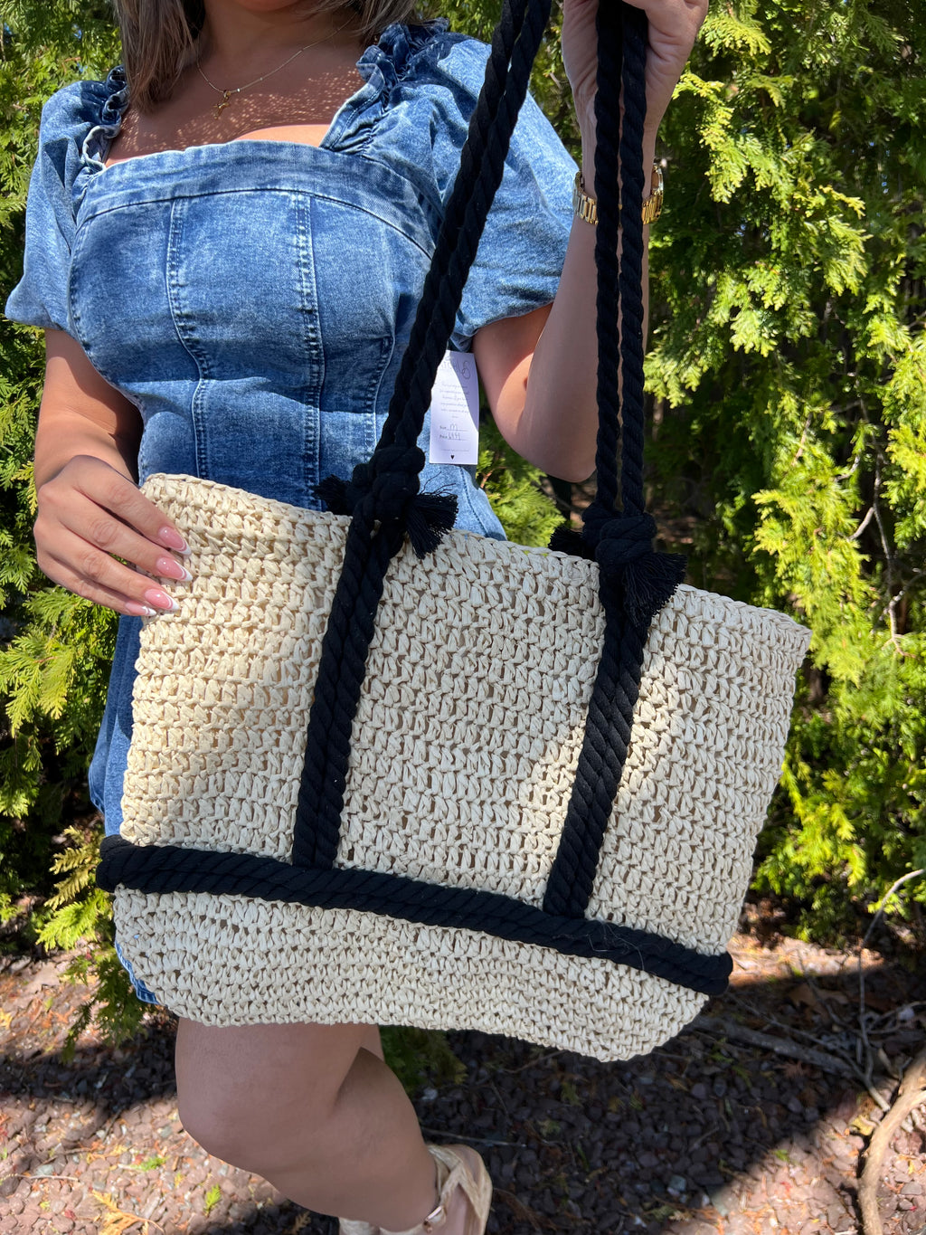 Summer Tote with Black Accents