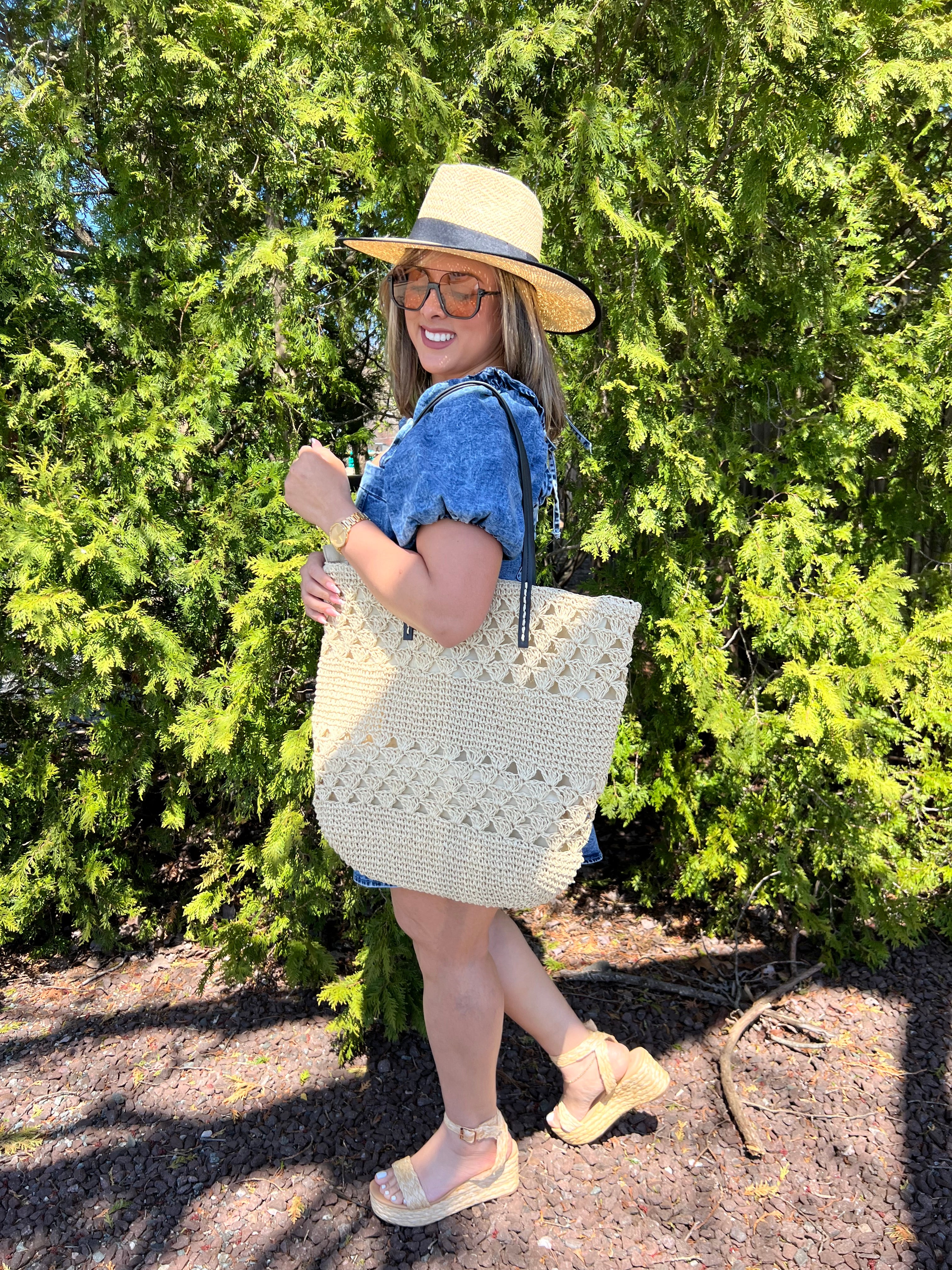 Light Tan Shoulder Bag with Black Strap