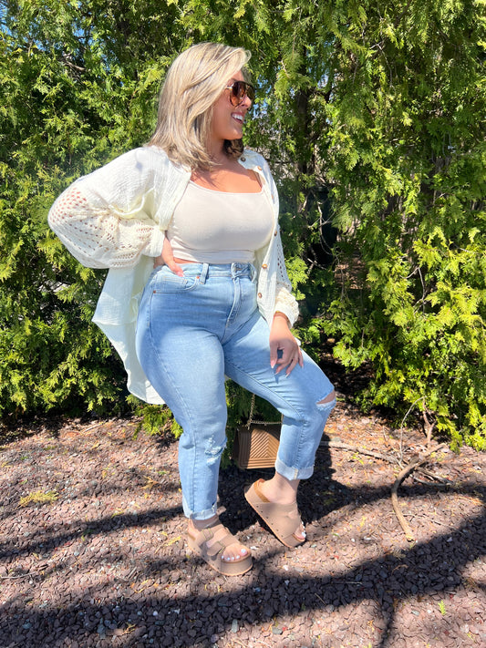 Cello High Waisted Straight Leg Jeans