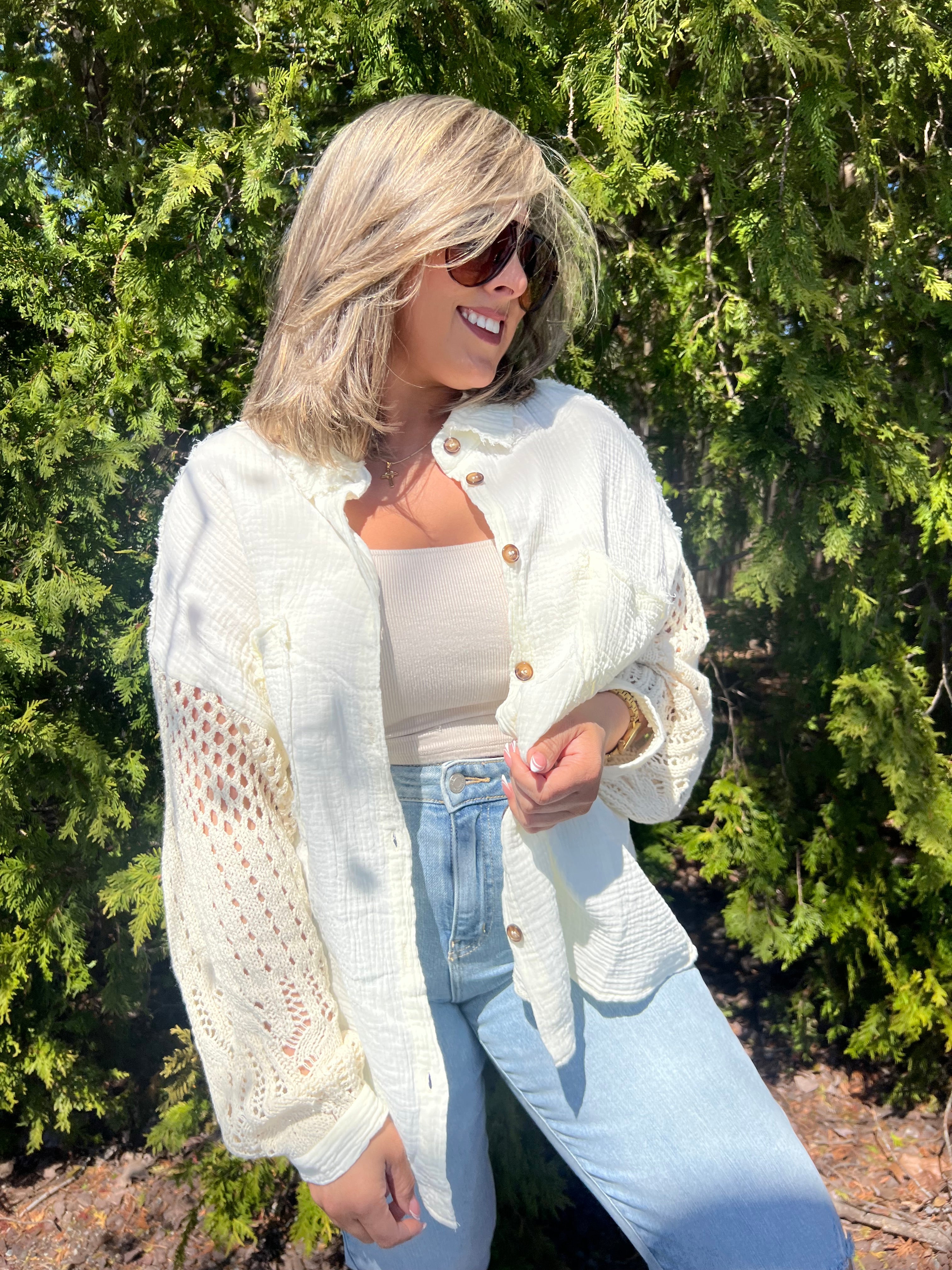 POL Cream Button Up Shirt
