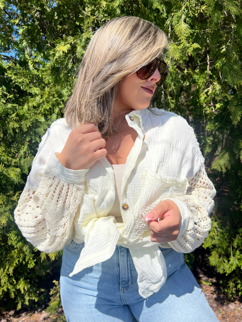 POL Cream Button Up Shirt