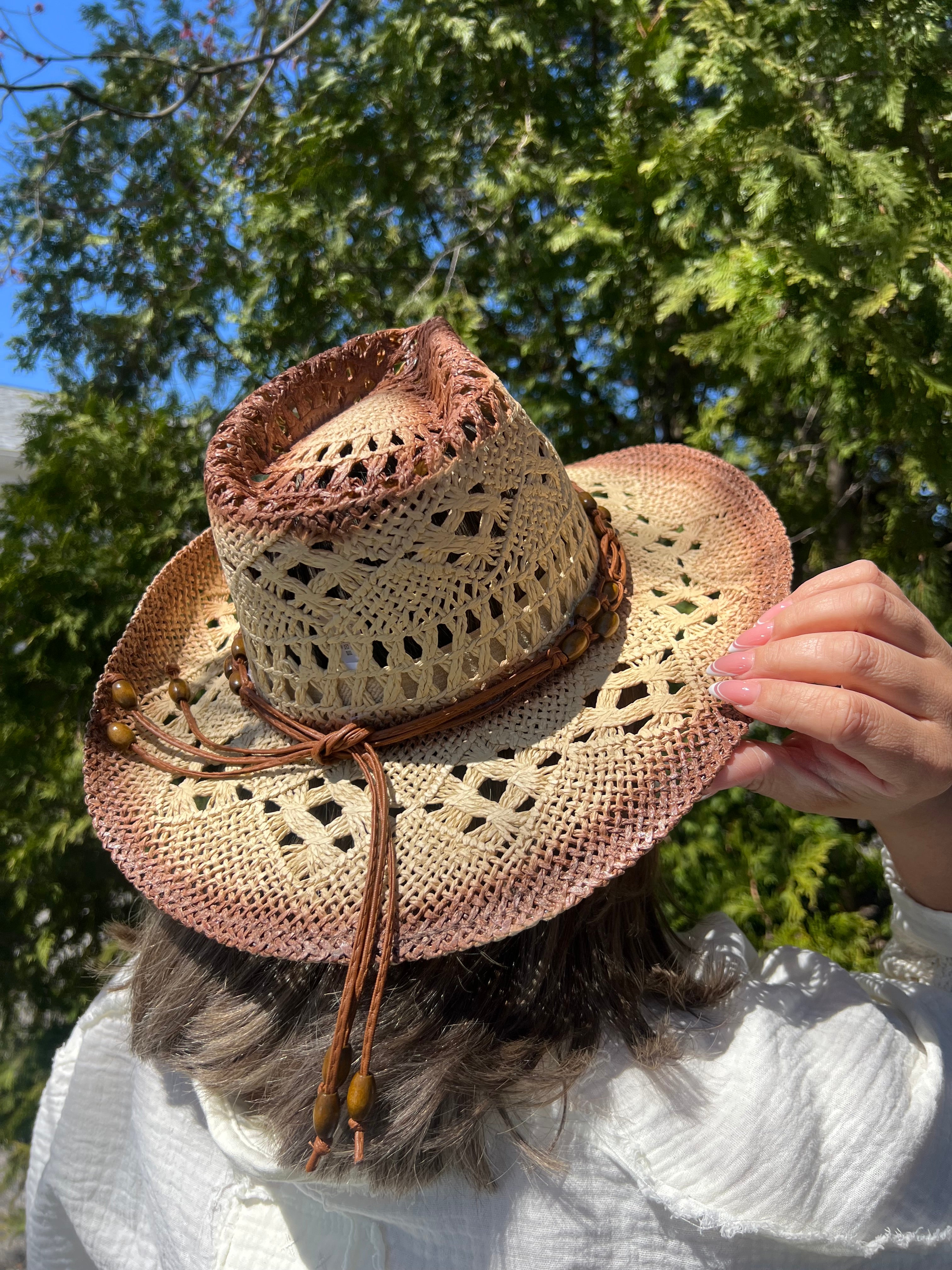 Ombré Tan Wicker Cowgirl Hat