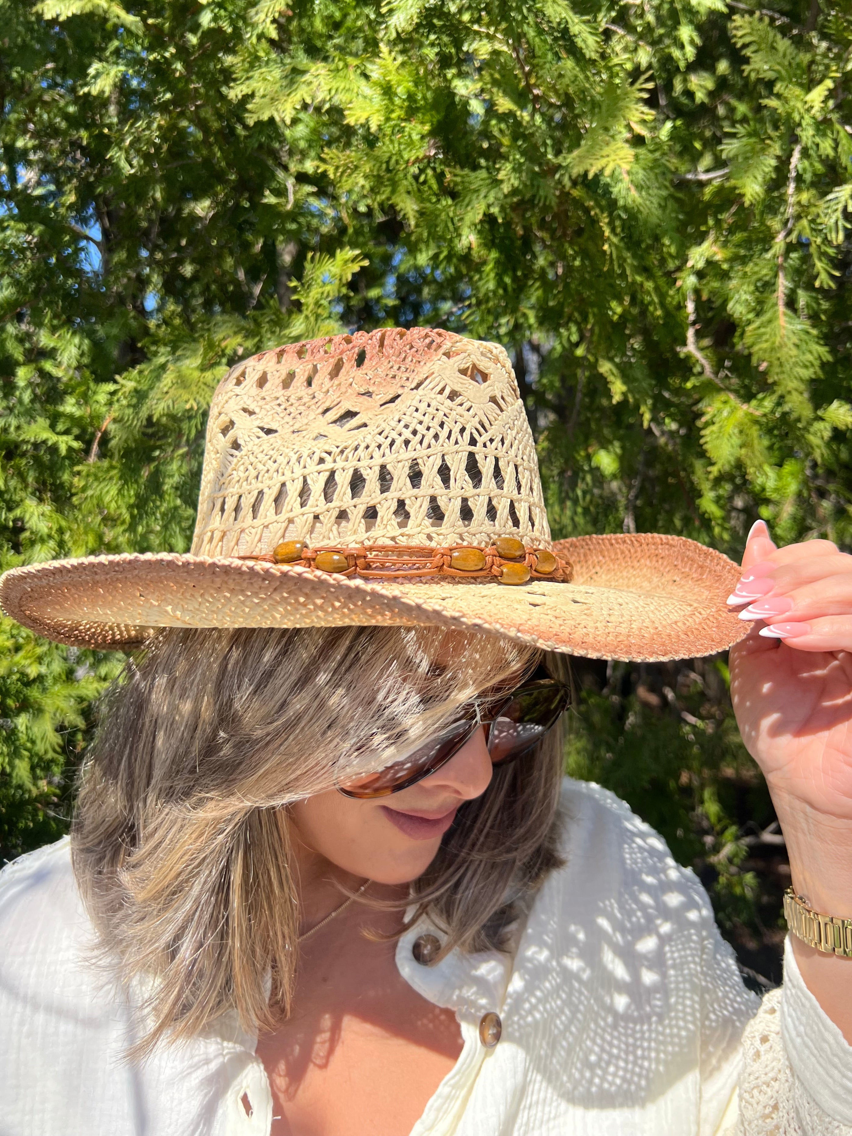 Ombré Tan Wicker Cowgirl Hat