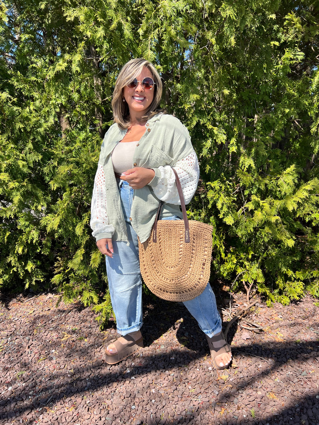 Tan Summer Handbag with Brown Straps