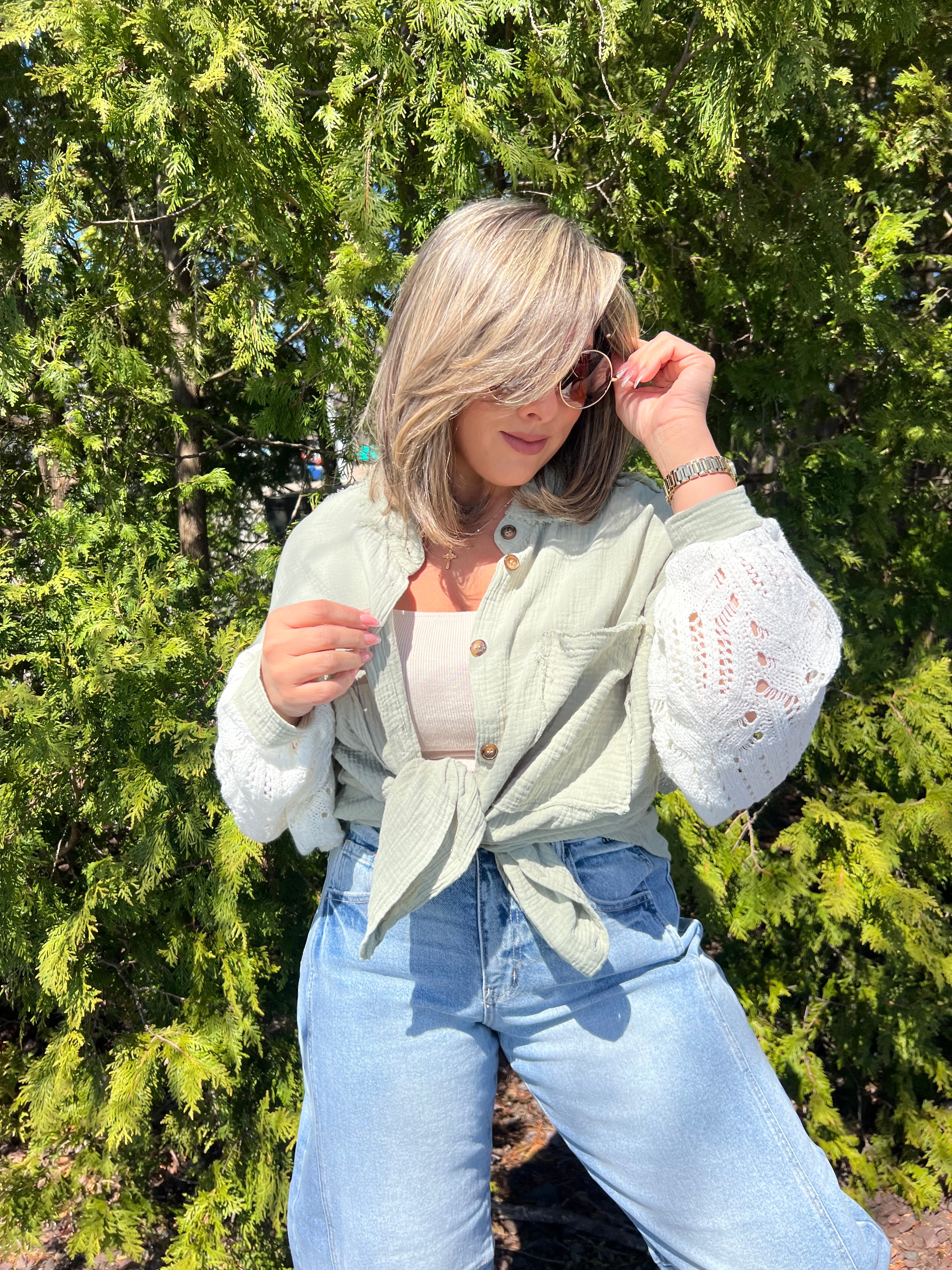 POL Green Button Up Shirt