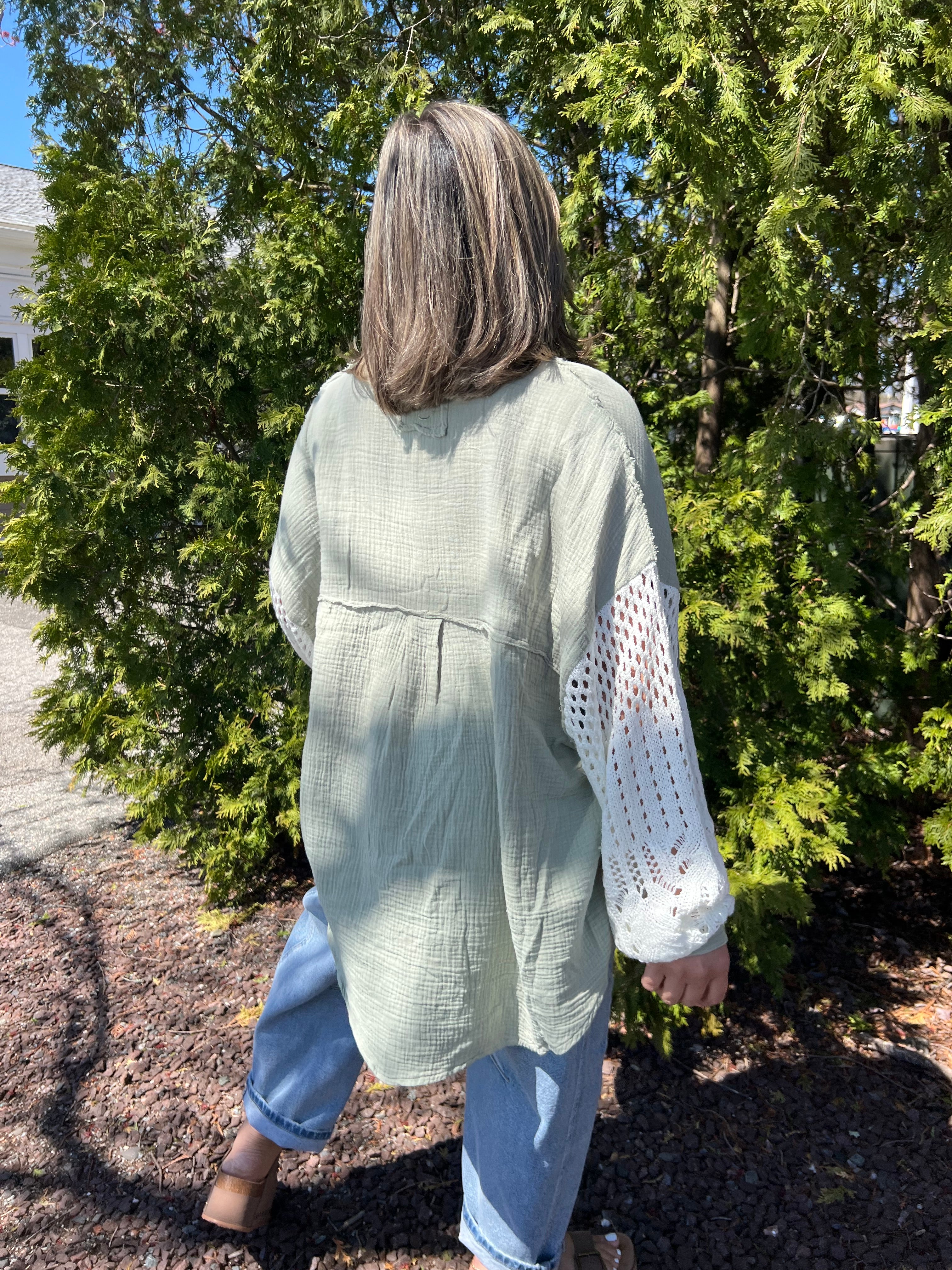 POL Green Button Up Shirt