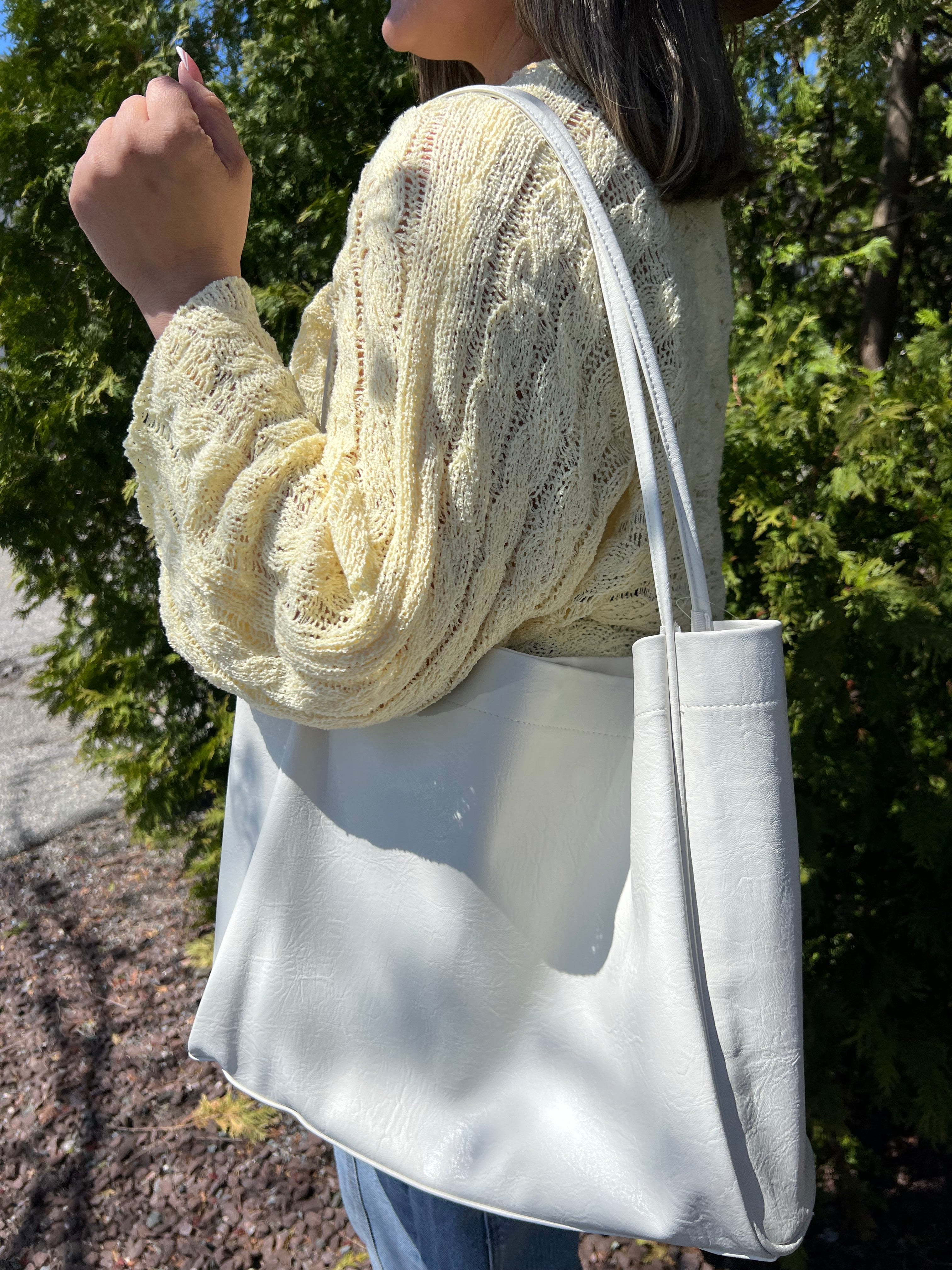 Leather Shoulder Bag with Clutch