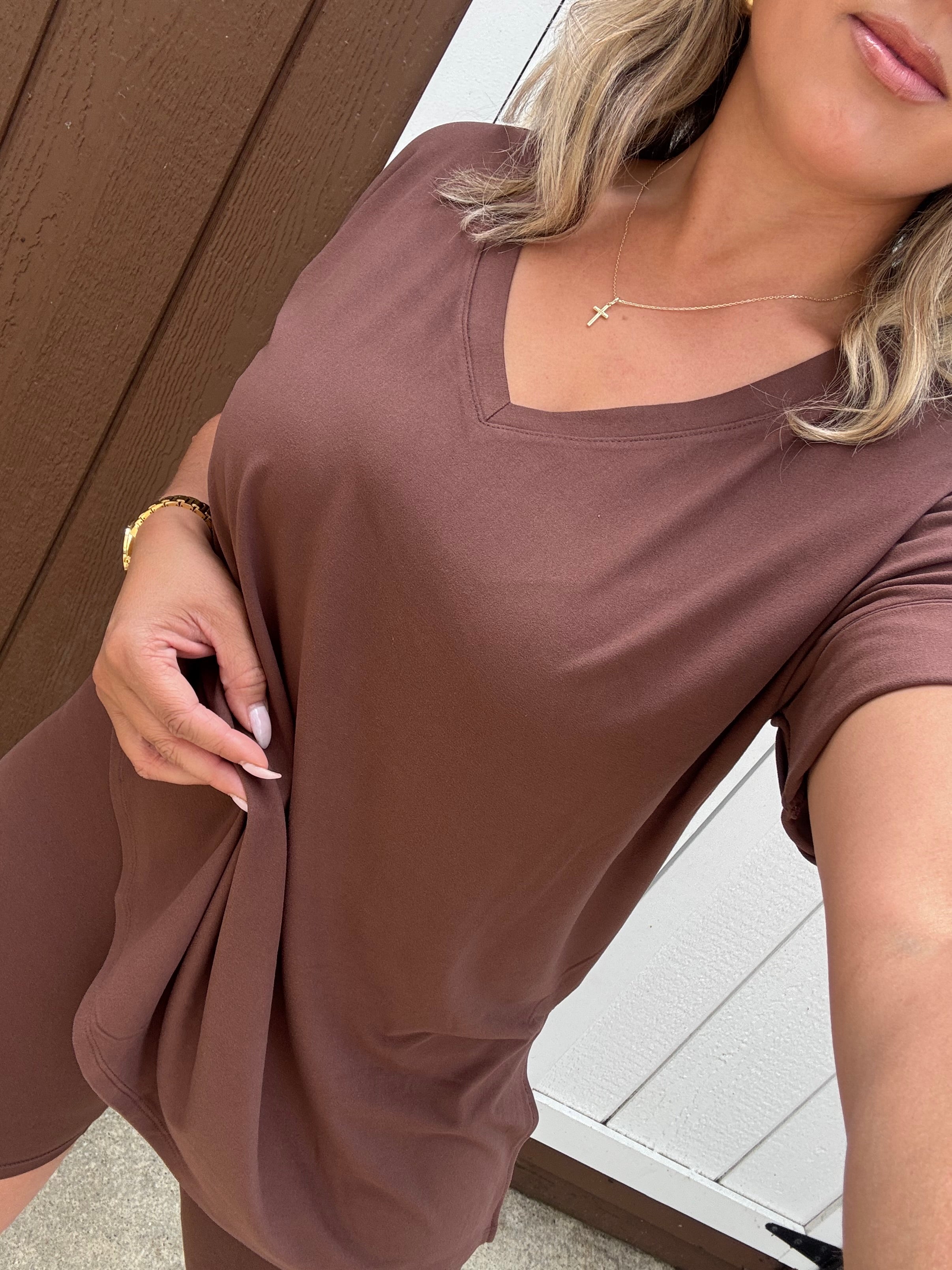 Vneck Biker Short Set