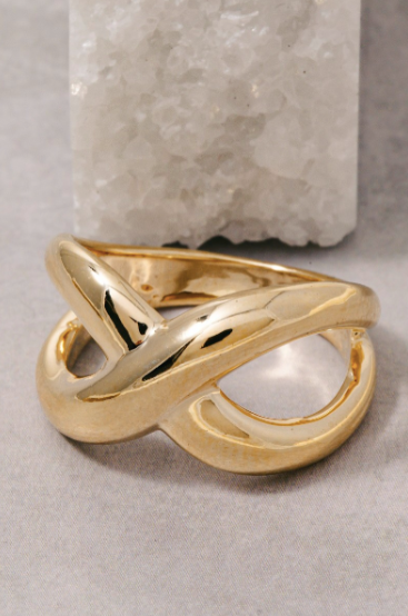 Solid X Shape Gold Ring