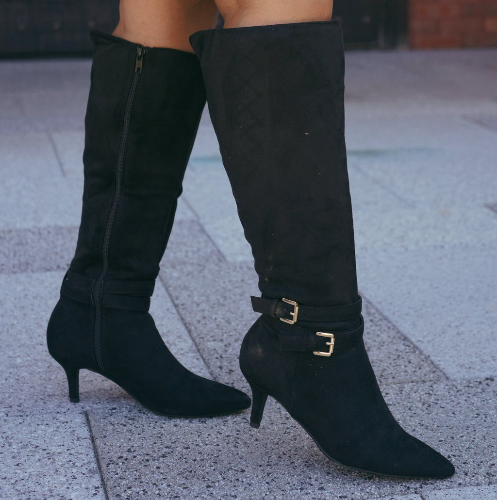 Velour Knee High Boots