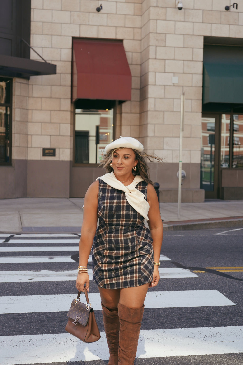 Navy Plaid Dress