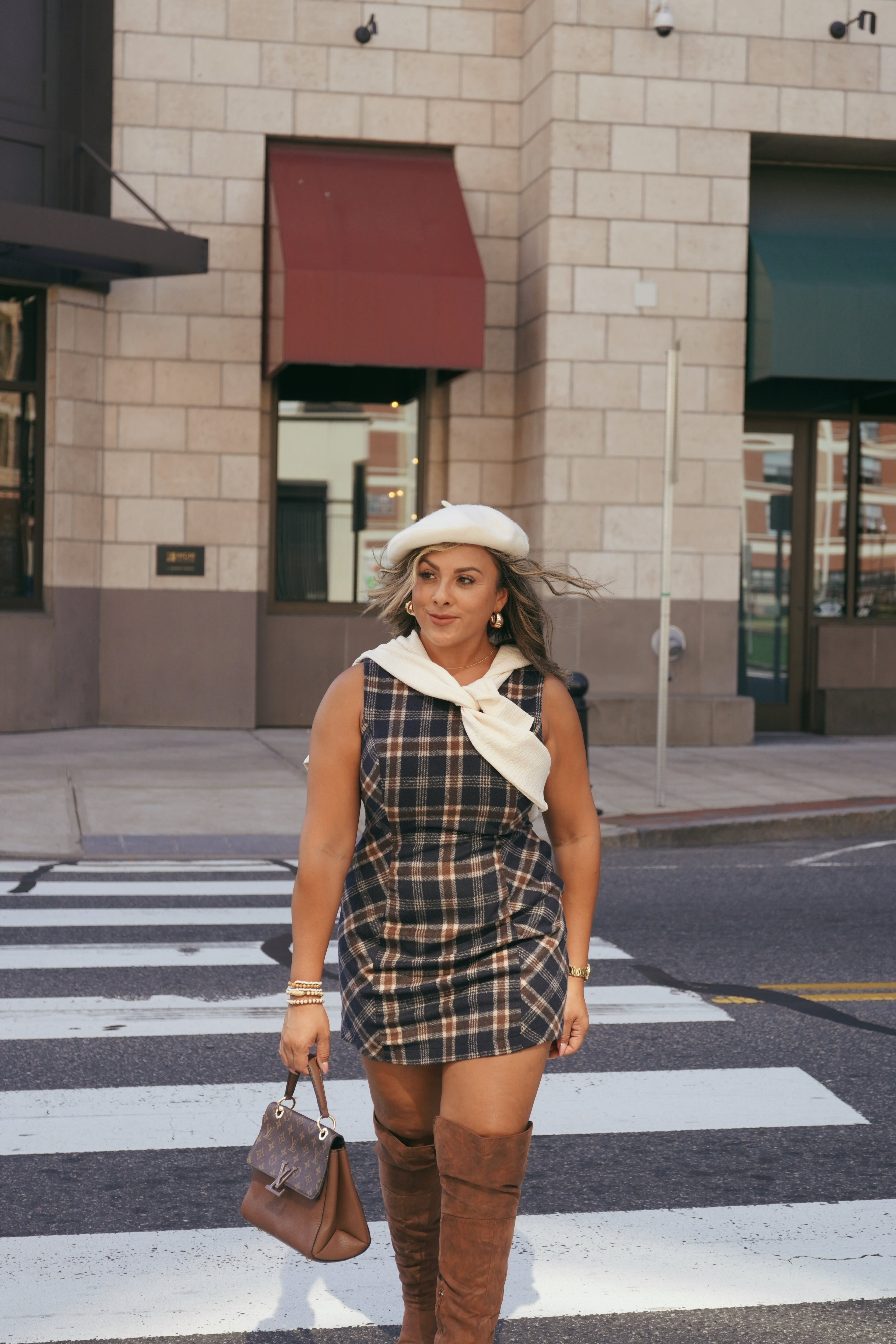 Navy Plaid Dress